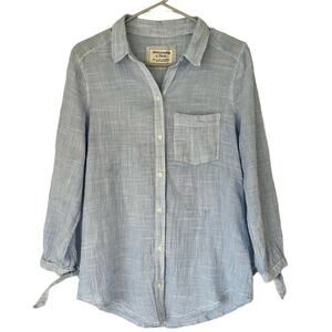 Abercrombie and Fitch Blue Tie Sleeve Button Down Classic Shirt Size M